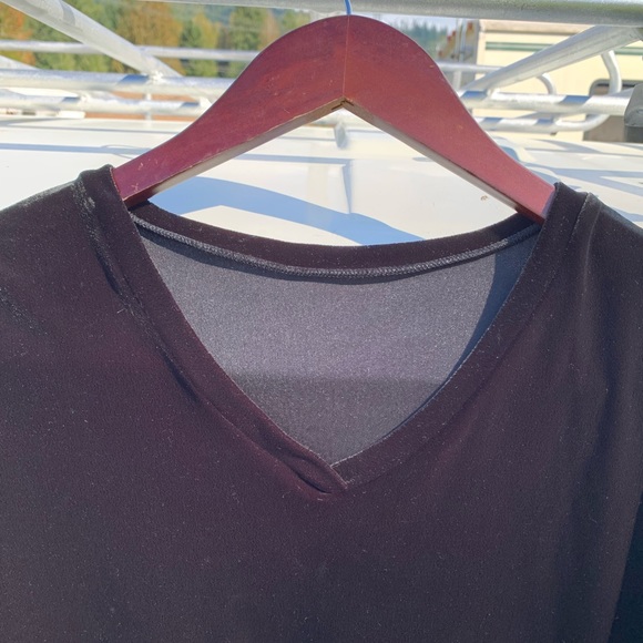 VINTAGE Velvet / velour stretchy v neck short-sleeve blouse fall favs classic - Picture 11 of 12
